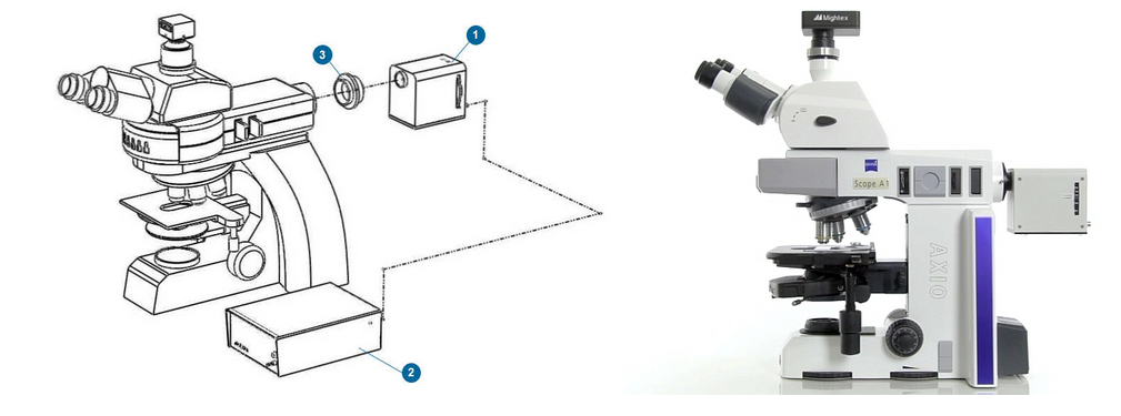 wheelled on a microscope